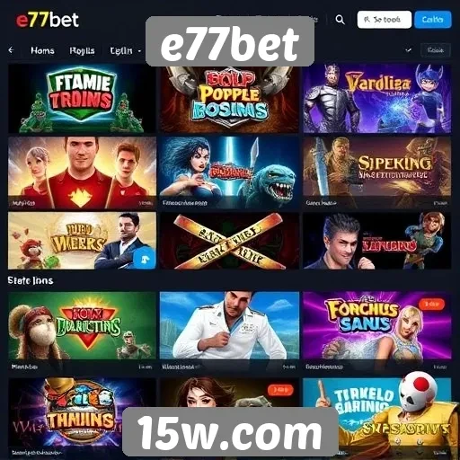 Diversidade de jogos disponíveis no e77bet